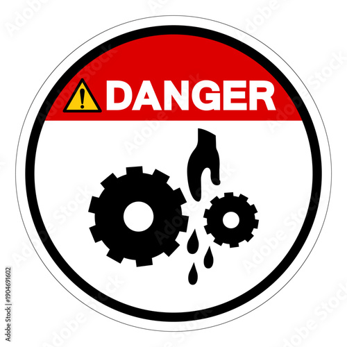 Danger Rotating Gear Can Nip Hazard Symbol Sign ,Vector Illustration, Isolate On White Background Label.EPS10