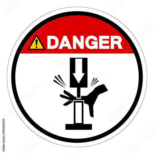 Danger Moving and Rivets on Riveter Symbol Sign ,Vector Illustration, Isolate On White Background Label.EPS10