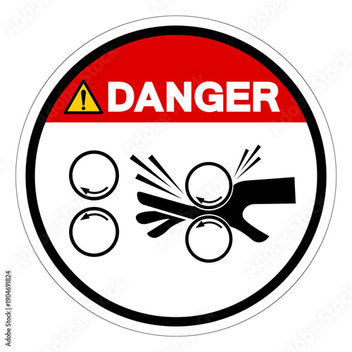 Danger Rotating Roller on Former Hazard Symbol Sign ,Vector Illustration, Isolate On White Background Label.EPS10