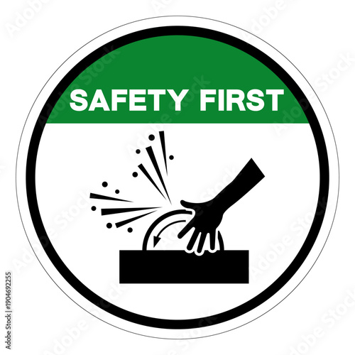 Safety First Moving Sandpaper On Sander Symbol Sign ,Vector Illustration, Isolate On White Background Label.EPS10