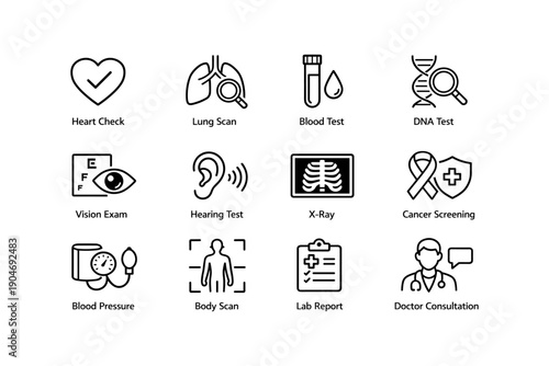 Medical icons for health screening and diagnostics