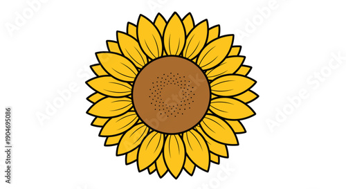Bright yellow sunflower illustration on a white background.