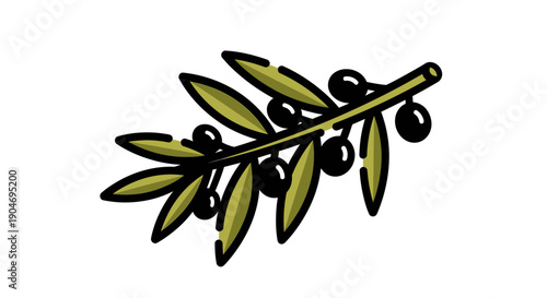 Stylized illustration of a ripe olive branch
