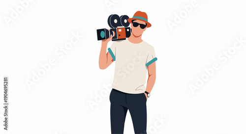 flat illustration of a cameraman