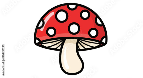 Cute cartoon red mushroom with white spots