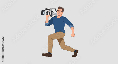 flat illustration of a cameraman