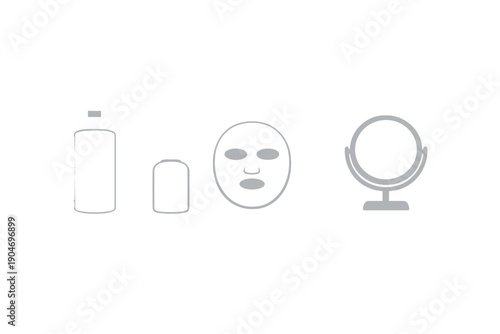 Skincare items placed on a surface with a mirror visible to showcase beauty routine at home