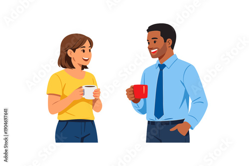Two people enjoy drinks and conversation in a casual setting during daytime, sharing smiles and laughter