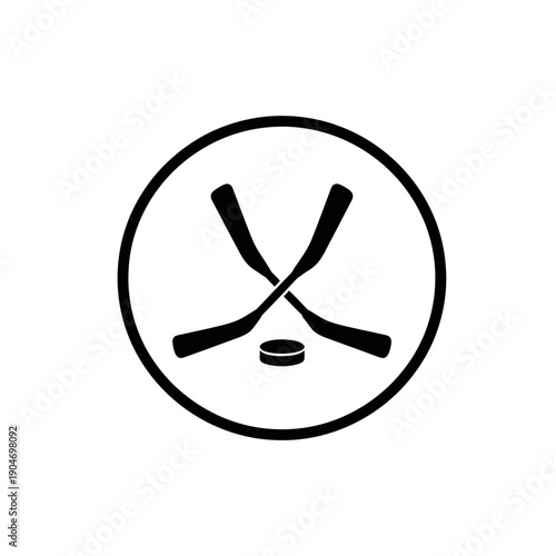 Minimal circular logo featuring crossed sticks inside a bold outer circle.