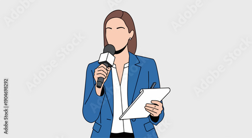 simple flat illustration of a reporter