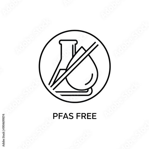 PFAS free logo with beaker and flask crossed out in circle