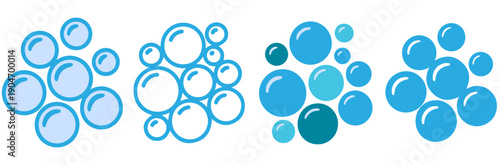 Bubbles vector sets, An artistic display of translucent spheres in shades of azure, each representing a moment of pure clarity and the ephemeral beauty of life's delicate moments.