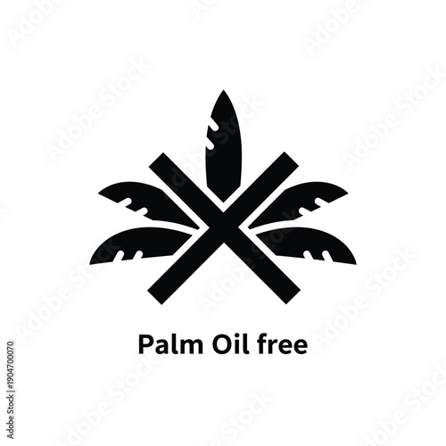 Palm oil free logo with crossed palm tree leaves symbol