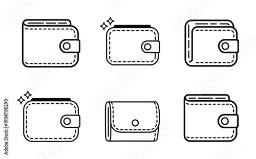 Collection of vector wallets displayed in a neat lineup of various designs