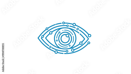 Digital Eye Icon with Circuit Board Elements