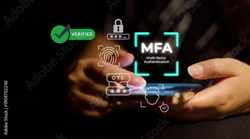 Valokuva Multi-Factor Authentication security concept with authentication methods