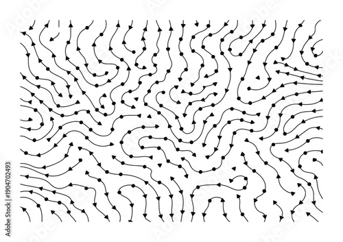 Vector field diagram displaying fluid dynamics or airflow patterns