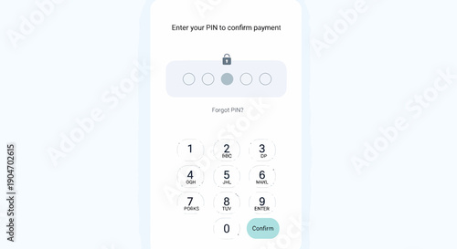 Confirm Payment By Entering Security Pin Mobile App Interface