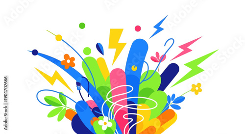 Colorful Abstract Shapes and Symbols.