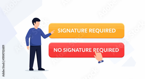 Decision Making Between Signature Required Or Not Required Illustration