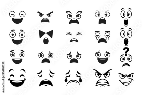Comic expression vector, pop art emotion icons, cartoon reaction illustration
