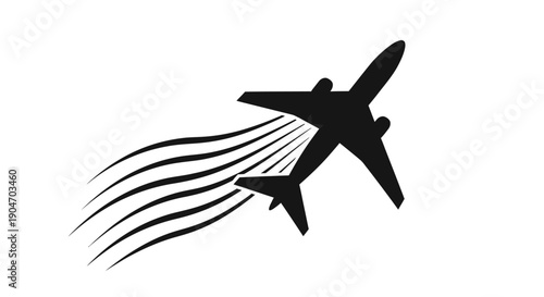 Airplane Taking Off with Speed Trails, isolated white background