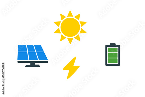 Solar energy tools used to capture sunlight and store electricity for everyday needs and power consumption in homes and businesses