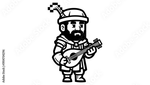 Medieval musician playing lute