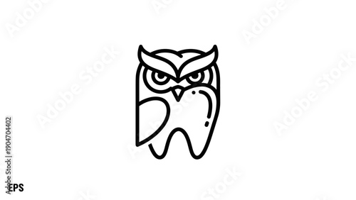 Wise Owl Tooth Modern Minimalist Dental Clinic Logo Design
