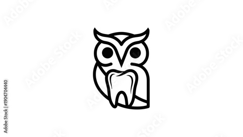 Minimalist Owl and Tooth Logo Design for Dental Clinic