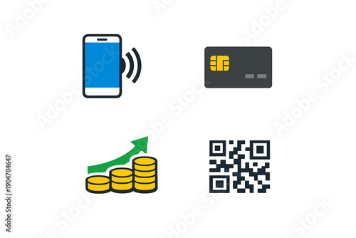 Modern payment methods include mobile phones, credit cards, QR codes, and digital currencies used in transactions today