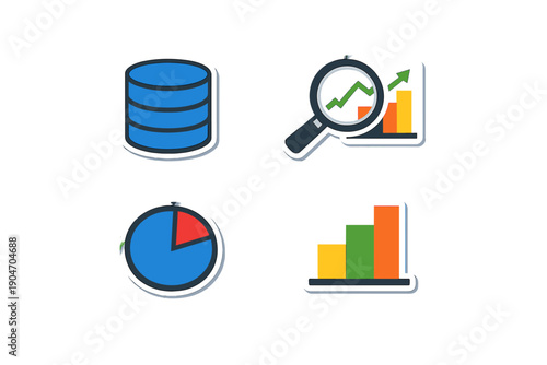 Charts and graphs show data trends and analysis in a simple layout with colored elements for easier understanding and visual representation of information in a digital format
