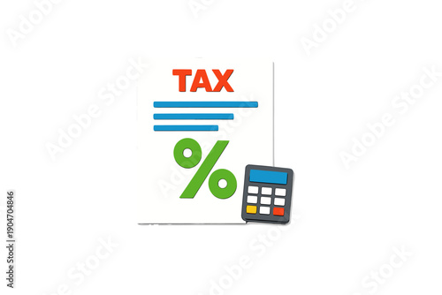 Document showing tax information with a calculator beside it for financial planning in an office setting