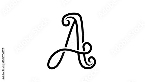 Elegant black capital letter a on white background