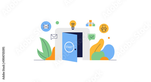 Secure Server Room with Digital Icons.