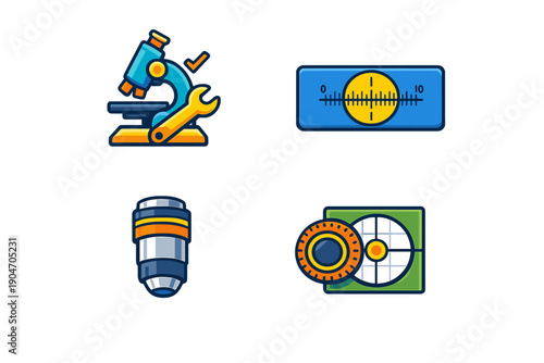 Various laboratory tools and equipment used for scientific experiments and measurements in a classroom setting