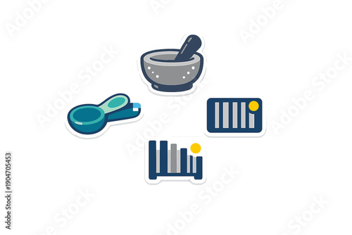 Kitchen tools are displayed on a white background for cooking and preparation tasks in a home setting during daytime hours