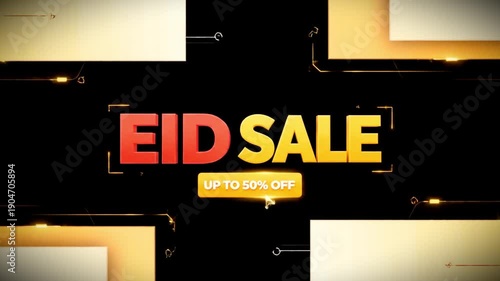 Eid Sale Announcement: A vibrant promotional banner, advertising an Eid sale with a striking display. Emphasizing the discounts offered and creating an eye-catching design to draw attention.
