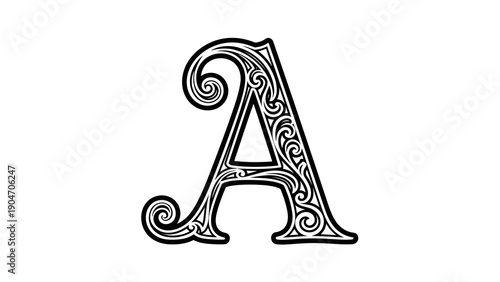 Ornate capital letter a with decorative swirls