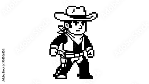 Cowboy character in pixel art style