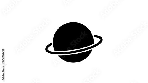 Simple black icon of a planet with ring
