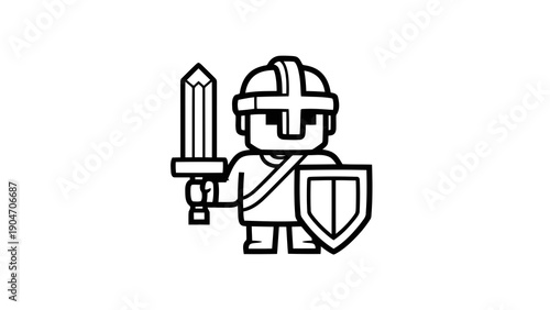 Cartoon knight with sword and shield illustration