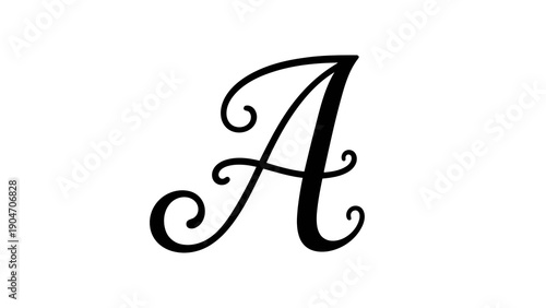 Elegant calligraphic letter a on white background