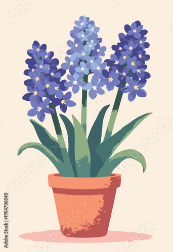 Hyacinth flower Sonbol decorative pot Spring equinox symbol Flat