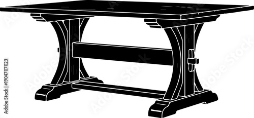 Trestle table silhouette vector illustration
