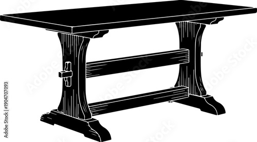 Trestle table silhouette vector illustration