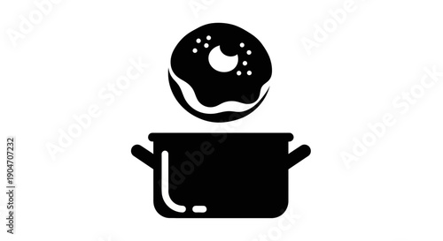 Donut cooking in a pot graphic illustration.