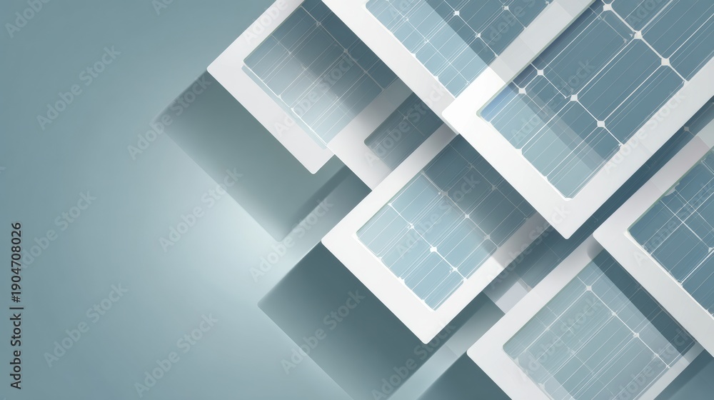 Fototapeta premium Eco-industrial Minimalist Background Features Geometric Shapes and Solar Panel Designs for Corporate Sustainability Reports