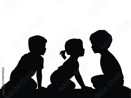 Silhouette back refugee kid group. Responsible. Kid child boy and girl worship. World kids day, Pray and worship, Hope, freedom, Diverse, Faith. 