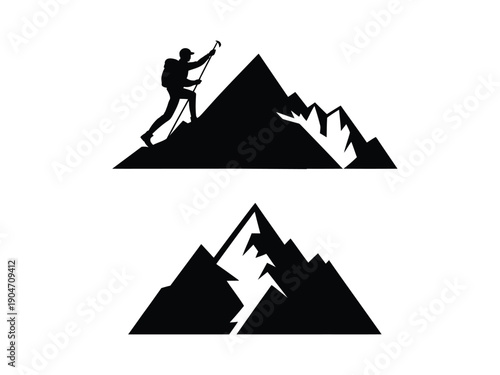 Mountain & Climber Silhouette.